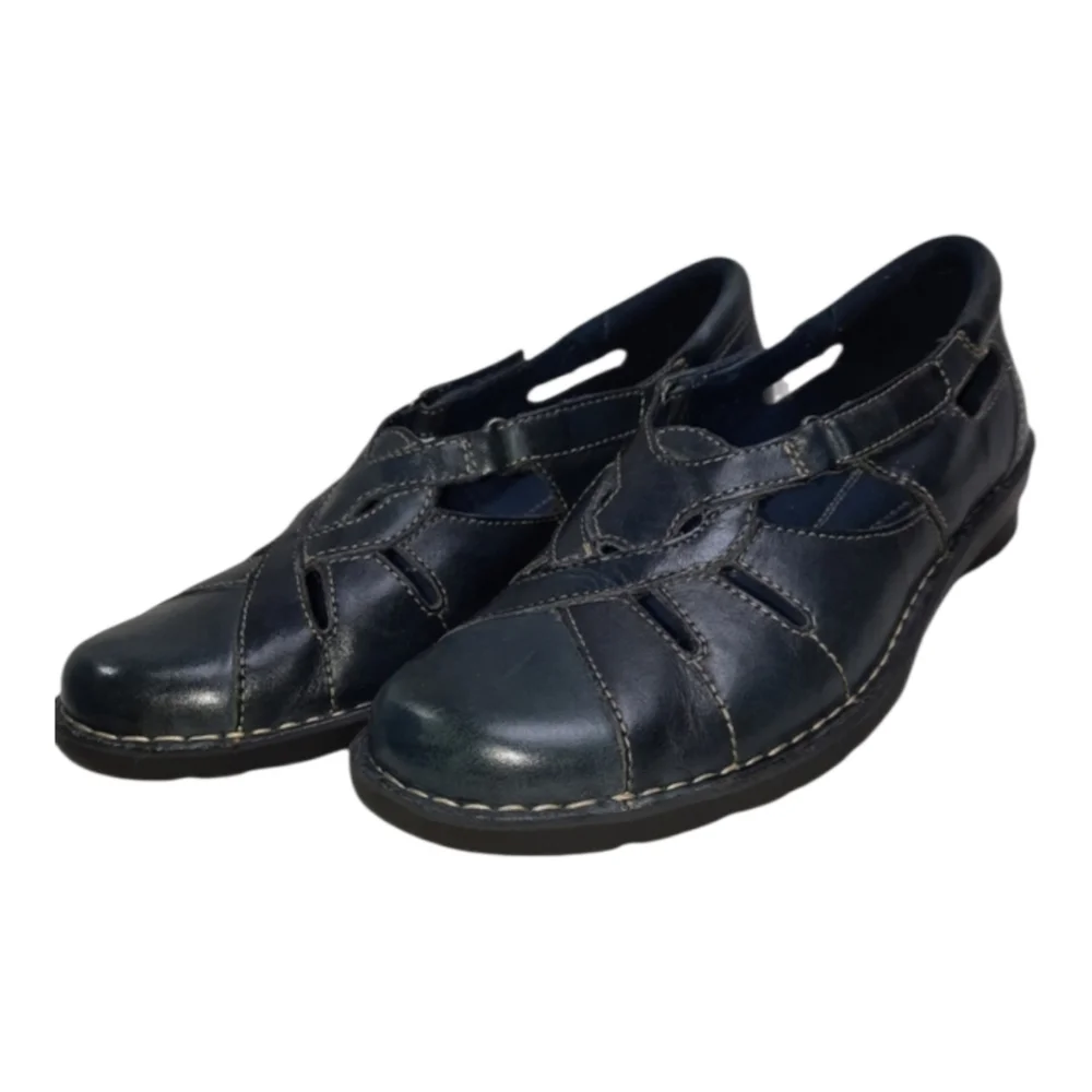 Clarks Bendables Blue Leather Nikki Regatta Shoe SZ 7.5M